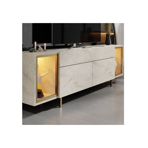 Hanah home TV polica Zenith Travertine Gold Slike