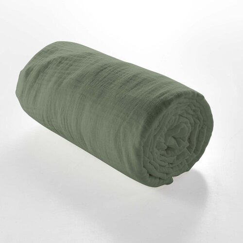 Douceur d int&amp;eacute;rieur Kaki zelena napenjalna rjuha iz muslina 160x200 cm Angelia &amp;ndash; Slike