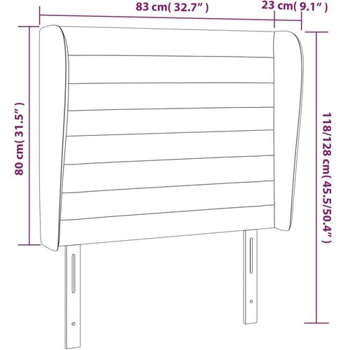  Uzglavlje s u&amp;scaron;ima tamnosivo 83 x 23 x 118/128 cm bar&amp;scaron;unasto Slike