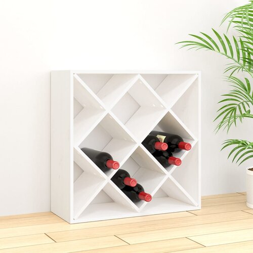 vidaXL Stojalo za vino belo 62x25x62 cm trdna borovina Cene