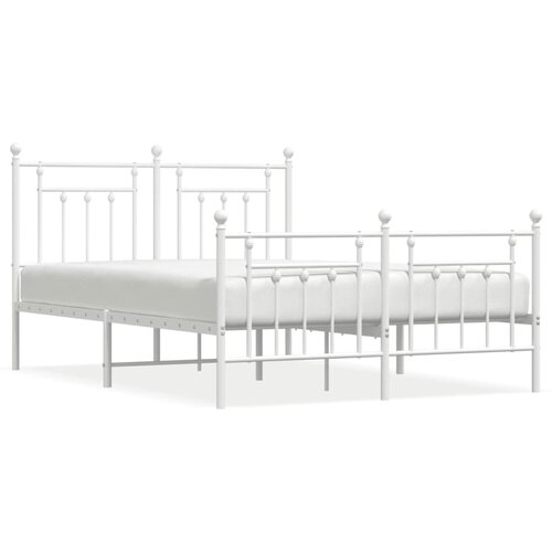 VidaXL Kovinski posteljni okvir z vzglavjem in vznožjem bel 140x200 cm, (20788409) Slike