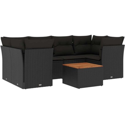 VidaXL 7-dijelni set vrtnih sofa od poliratana s jastucima crni Slike