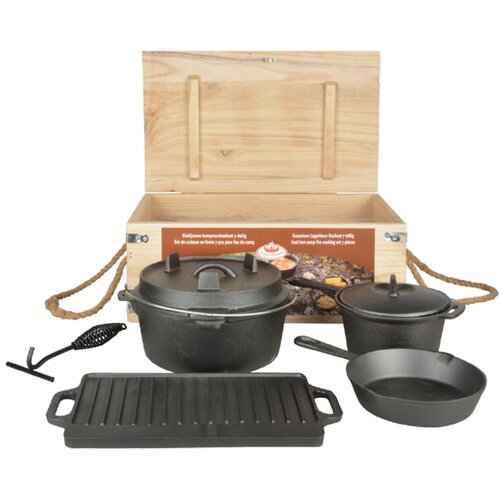 Esschert Design 7-dijelni set za kuhanje na logorskoj vatri crni FF240 Slike