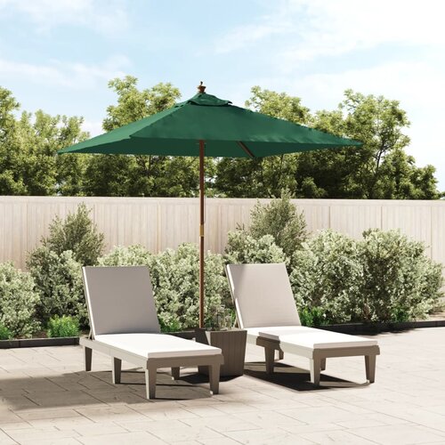  Vrtni suncobran s drvenim stupom zeleni 198 x 198 x 231 cm Slike
