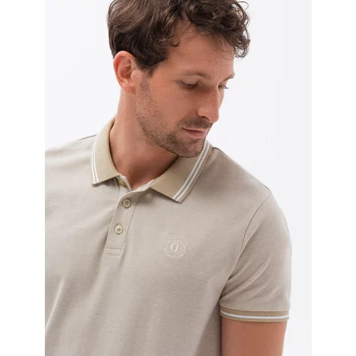Ombre Men's melange polo shirt with contrast collar