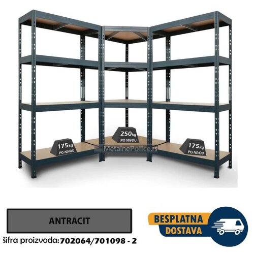  polica ugao 180x90x90x45cm + 2 police 180x90x45cm, 4x175kg Cene