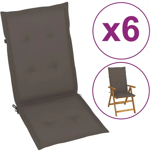 vidaXL jastuci za vrtne stolice 6 kom smeđe-sivi 120 x 50 x 3 cm