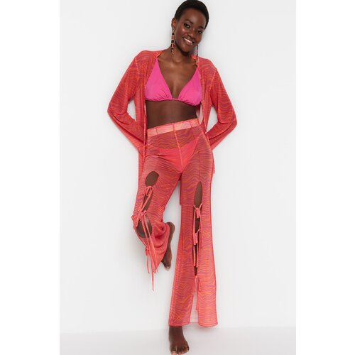 Trendyol Animal Print Woven Slit Trousers Slike