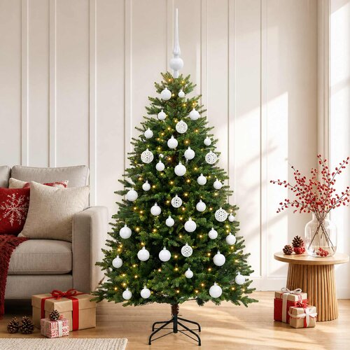  Umjetno božićno drvce s kuglicama 150 cm 150 LED lampica Slike
