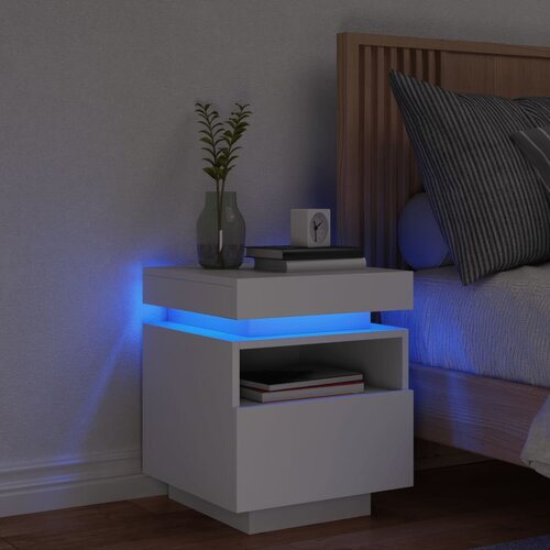  The Living Store Nočna omarica z LED lučkami bela 40x39x48,5 cm - Nočna Omarica, (21457205) Cene