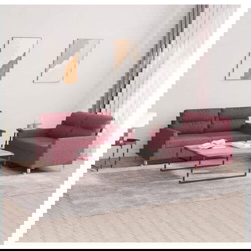 VidaXL 2-dijelni set sofa s jastucima crvena boja vina od tkanine Slike