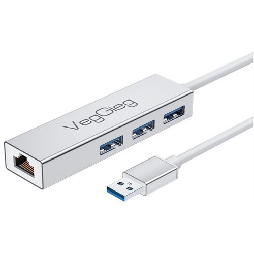 INF USB na Gigabit Ethernet adapter s 3-vrati USB vozli&scaron;ča - Siva, (5000130786) Cene