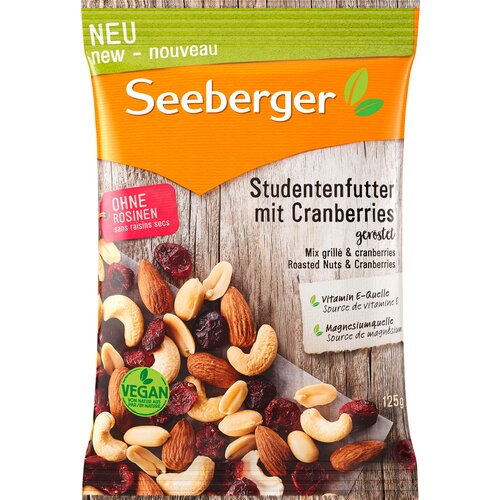 Seeberger Študentska mešanica s praženimi brusnicami - 125 g Cene