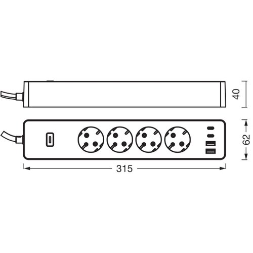 Osram Produžni kabl SMART+ 4Z tip F + 2xUSB-A + 2xUSB-C Wi-Fi Slike