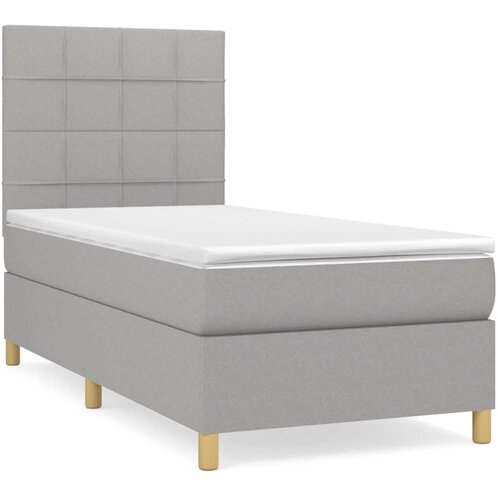Maison Chic Box spring postelja - Vzmetna postelja z vzmetnico svetlo siva 90x200 cm blago SL12900, (21907307) Slike