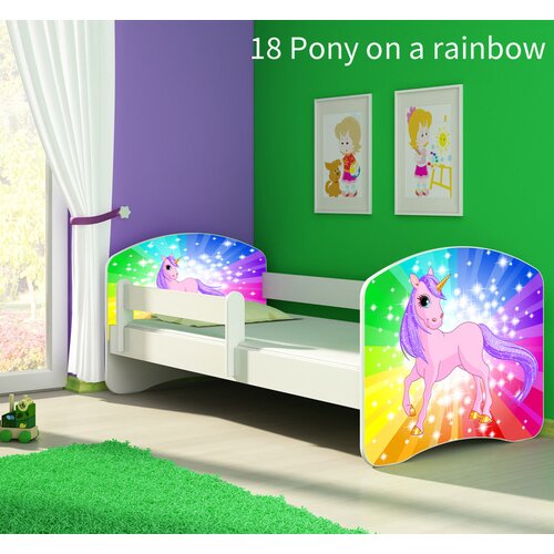  Otroška postelja ACMA z motivom, stranska bela 180x80 cm 18 Pony on a rainbow Cene