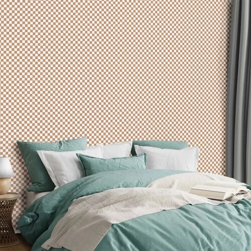  Tapeta - Checkerboard Pattern - Brown-White Grid with a Subtle Noise 50x1000 Premium Slike