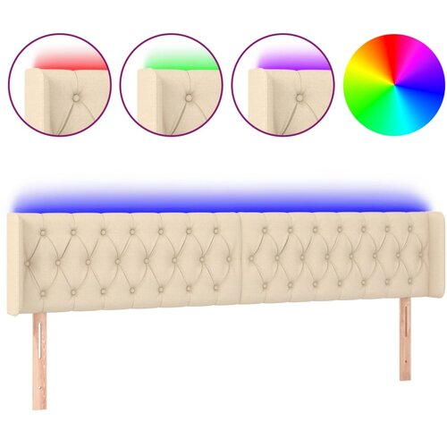 Maison Chic led posteljno vzglavje - vzglavna omarica - nočna omarica krem 203x16x78/88 cm blago, (21706606) Slike