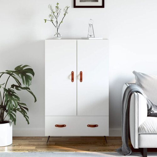 vidaXL Visoka omara bela 69,5x31x115 inženirski les Cene