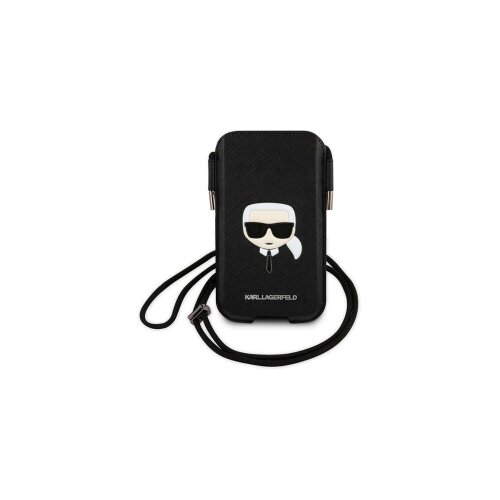 ORIGINAL KARL LAGERFELD TORBICA SAFFIANO IKONIK KARL`S HEAD KLHCP12MOPHKHK 6,1 INČA CRNA Cijene