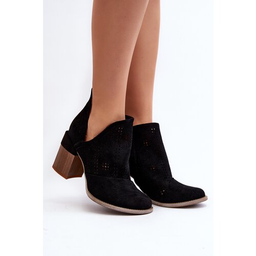 Boto Women's Black Cutout Boots with Stiletto Heel Niartima Cene