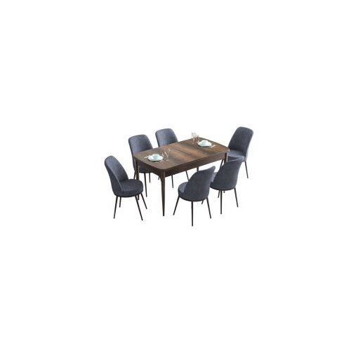 Hanah home han - baroque, fume baroquefume extendable dining table & chairs set (7 pieces) Cene