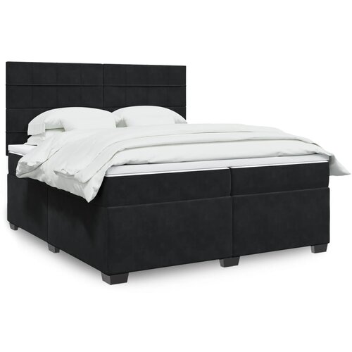 vidaXL Box spring postelja z vzmetnico črna 200x200 cm žamet Cene