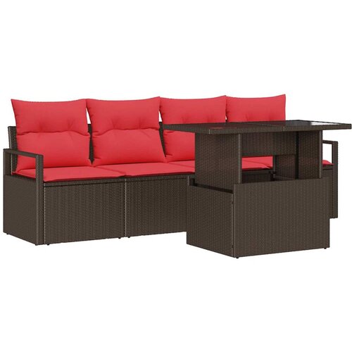 vidaXL Vrtna sedežna garnitura s shranjevanjem 5 pcs Rjava Poly ratan, (5000020985) Cene