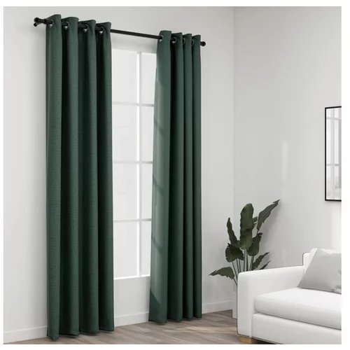  Zatemnitvene zavese z obročki 2 kosa zelene 140x245 cm
