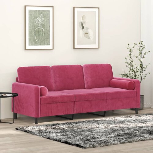 vidaXL Kavč trosed z okrasnimi blazinami vinsko rdeč 180 cm žamet Cene