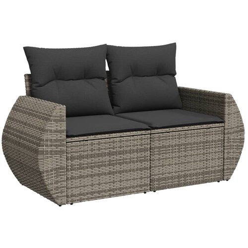  8-dijelni set vrtnih sofa od poliratana s jastucima sivi Slike