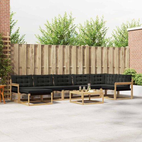  Set vanjskih sofa 8 kom. Bijela i crna Čvrsto drvo akacije Cene