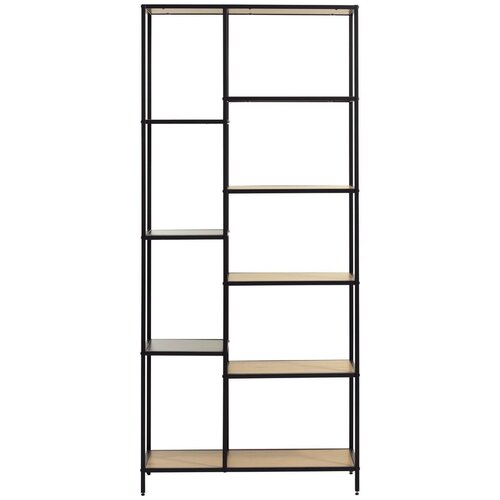 Unique Furniture Crna/u prirodnoj boji biblioteka u dekoru hrasta 80x180x35 cm Altino – Cijene
