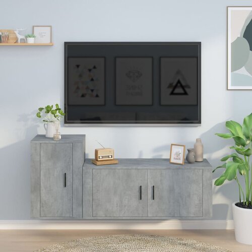  2-dijelni set TV ormarića siva betona konstruirano drvo Slike