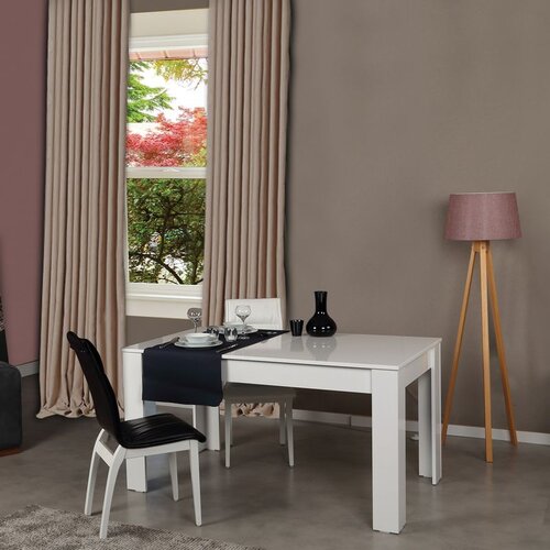 Hanah home bois - shiny white white extendable dining Cene