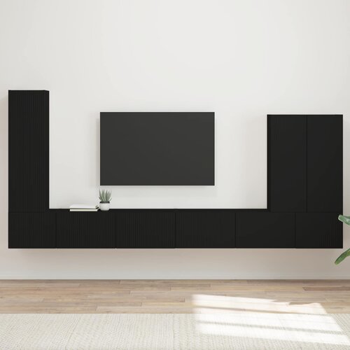  Set zidnog ormarića za TV 6 kom. Crna Cijene