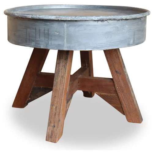 vidaXL Klubska mizica iz masivnega predelanega lesa 60x45 cm srebrna, (20713765)