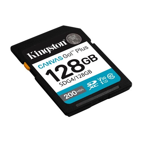 Kingston Technology card Kingston 128 GB G4/128GB XC,r/w:200/160MB/s, DSLRs, mirrorless cameras, 4K video Slike