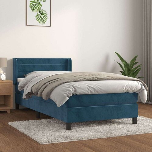 Box spring postelja z vzmetnico temno modra 90x200 cm žamet, (20900097) Cene