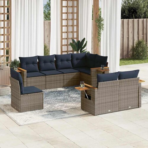  8-dijelni set vrtnih sofa od poliratana s jastucima sivi Cijene