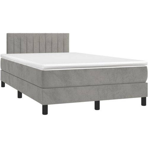 VidaXL Krevet box spring s madracem LED svjetlosivi 120x190 cm tkanina Slike