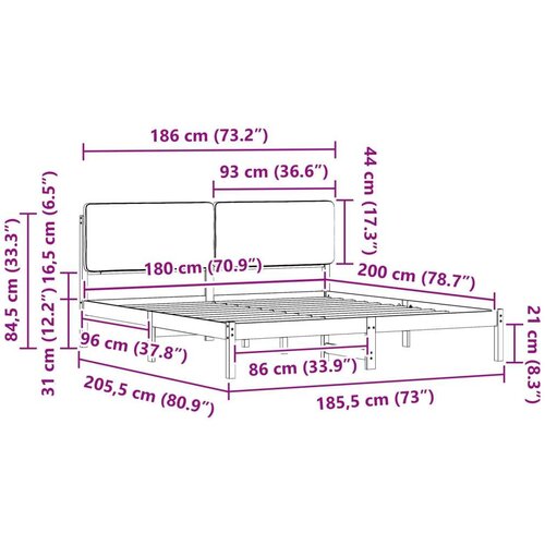  Krevetni okvir s tapiciranim uzglavljem Crna 180 x 200 cm Slike