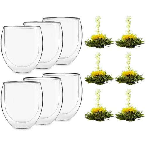 Feelino Ice, staklene šalice, 2x320ml, sa cvjetovima čaja