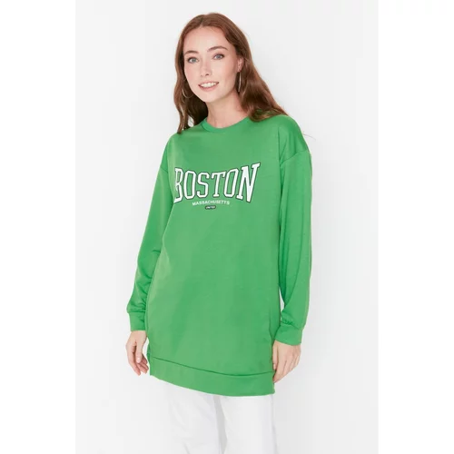 Trendyol Green Knitted Front Written Sweatshirt