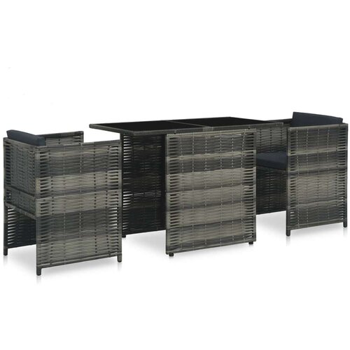 Poli 3-dijelni bistro set od poliratana s jastucima sivi Slike