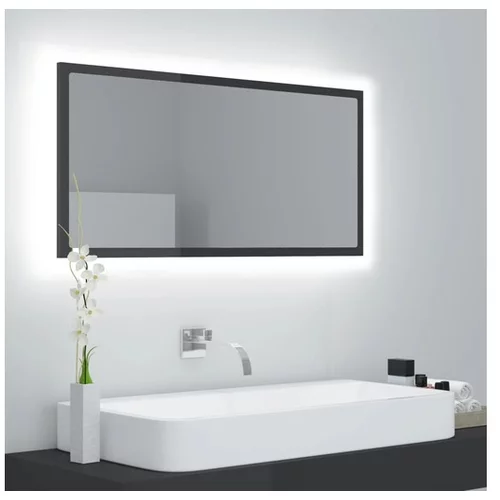  LED kopalniško ogledalo visok sijaj sivo 90x8,5x37cm iverna pl.