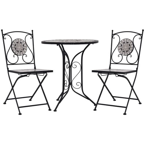  3-dijelni mozaični bistro set s keramičkim pločicama sivi Cene