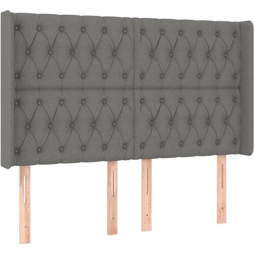 Maison Chic Vzglavna omarica - Nočna omarica - Posteljna omarica z u&scaron;esi temno sivo 163x16x118/128 cm blago, (21709772) Cene