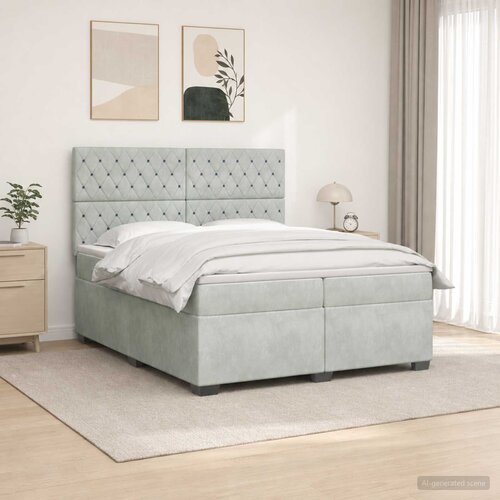  Boxspring krevet s madracem Svjetlosiva 200 x 200 cm Bar&scaron;un Cijene