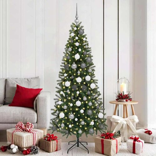 vidaXL Umestno božično drevo med 300 LED Zelena 180 cm PE in PVC Cene